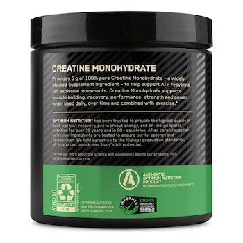 Imagen 3 de Optimum Nutrition Powder Creatina Micronizada 300g 60 Porciones de 5g Sin Sabor