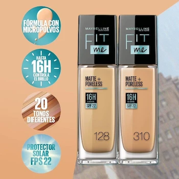 Imagen 3 de Base de maquillaje Maybelline New York Fit Me! Matte + Poreless 128 Warm Nude 30 ml