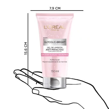 Imagen 2 de Gel Limpiador L'Oréal Paris Glycolic Bright Antimanchas Ácido Glicólico Niacinamida 150 ml