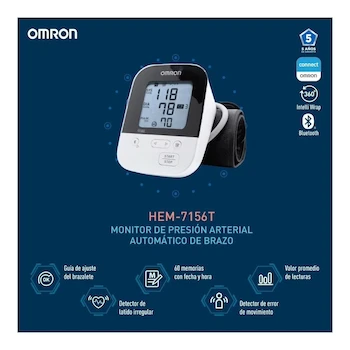 Imagen 3 de Monitor de Presión Arterial Omron 7156T para Brazo