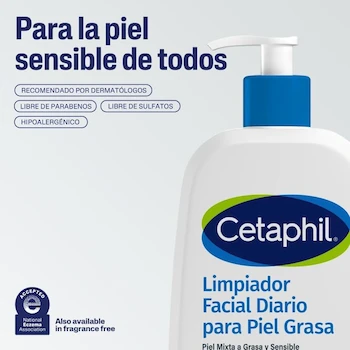 Imagen 5 de Cetaphil Limpiador Facial Diario Piel Sensible Mixta a Grasa 473 ml