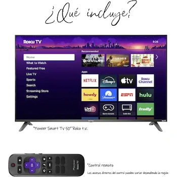 Imagen 3 de Televisión Pioneer PN50R85126U 50 Pulgadas 4K UHD Roku TV Negro