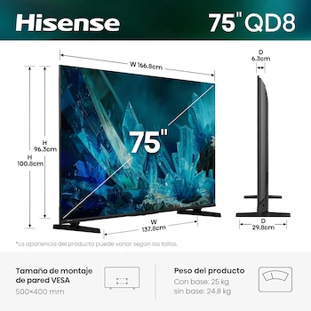 Imagen 2 de Hisense QD8S 75" Mini-LED 4K Smart TV Fire TV 144Hz