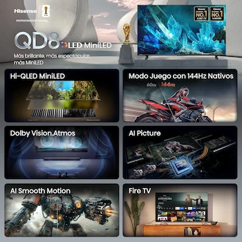 Imagen 4 de Hisense QD8S 75" Mini-LED 4K Smart TV Fire TV 144Hz