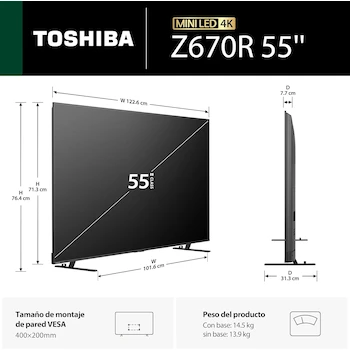 Imagen 2 de Toshiba Z670RM Mini-LED 4K 55" Smart Fire TV REGZA Engine ZRi 144Hz