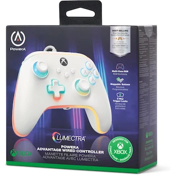 Imagen 2 de Control Alámbrico PowerA Advantage con Lumectra para Xbox Series X|S - Blanco