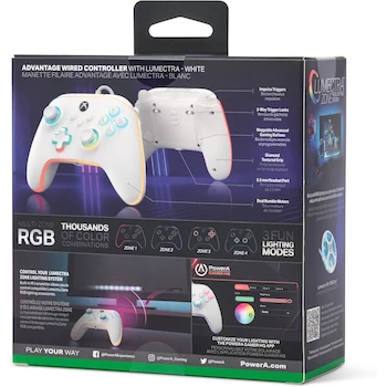 Imagen 3 de Control Alámbrico PowerA Advantage con Lumectra para Xbox Series X|S - Blanco
