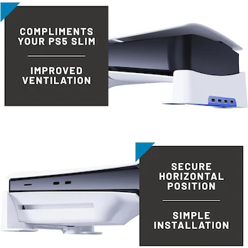 Imagen 4 de Soporte Horizontal 4Gamers PS5 Slim Negro Compatible Disco Digital 4 USB