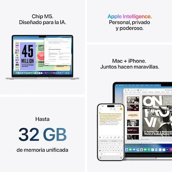 Imagen 5 de Apple 2026 MacBook Air 13" Chip M5 16GB 512GB Azul Medianoche