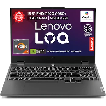 Imagen de referencia para Laptop Gaming Lenovo LOQ 15ARP9 15.6" FHD AMD Ryzen 7 RTX 4050 16GB 512GB Gris Luna