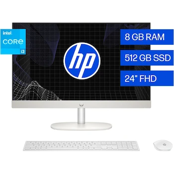 Imagen 2 de HP All-in-One 24-cr0330la PC Intel Core i3 8GB RAM 512GB SSD 23.8" FHD Blanco
