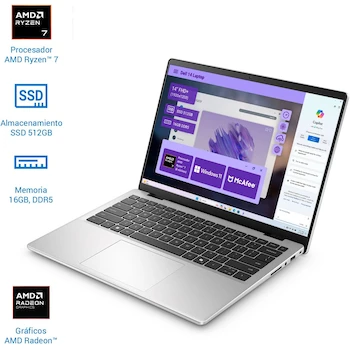 Imagen 3 de Dell Pro 14 Laptop AMD Ryzen 7 250 16GB 512GB SSD 14" FHD+ Windows 11