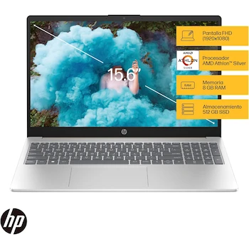 Imagen 2 de HP Laptop 15-fc0069la AMD Athlon Silver 8GB 512GB SSD 15.6" FHD Dorado Plata