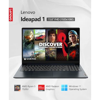 Imagen 2 de Lenovo IdeaPad 1 Laptop 15.6" FHD Touch Ryzen 5 7520U 8GB 256GB Abyss Blue