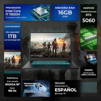 Imagen 2 de GIGABYTE Gaming A16 RTX 5060 8GB i7-13620H 16GB 1TB 16" 165Hz