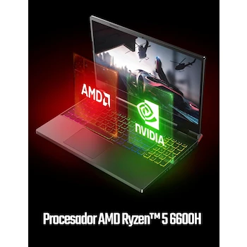 Imagen 3 de Acer Nitro 5 Ryzen 5 8GB 512GB SSD 15.6" 165Hz RTX 3050 Laptop Gaming Negro