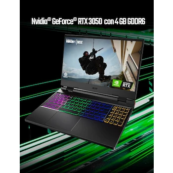 Imagen 4 de Acer Nitro 5 Ryzen 5 8GB 512GB SSD 15.6" 165Hz RTX 3050 Laptop Gaming Negro