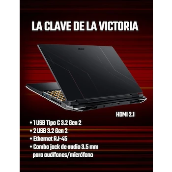 Imagen 5 de Acer Nitro 5 Ryzen 5 8GB 512GB SSD 15.6" 165Hz RTX 3050 Laptop Gaming Negro