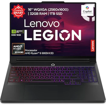 Imagen de referencia para Lenovo Legion Pro 7 AMD Ryzen 9 RTX 5080 32GB RAM 1TB SSD 16" Gaming Laptop