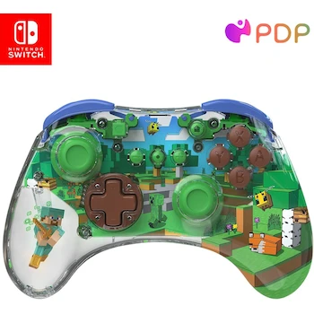 Imagen de referencia para PDP REALMz Wireless Pro Controller Nintendo Switch Minecraft Steve Forest Biome 500-234-STV