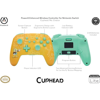 Imagen 3 de PowerA Control Inalámbrico Mejorado para Nintendo Switch Cuphead Ms. Chalice