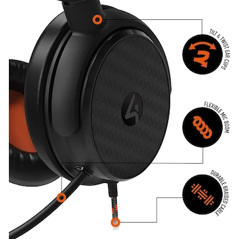 Imagen 5 de 4Gamers Audífonos Gamer C6-100 Negro/Naranja 3.5mm Compatible PS4 PS5 Xbox Switch PC
