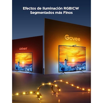 Imagen 3 de Govee WiFi RGBICW 3 Lite Tira LED 11.8ft (3.6m) para TV 55–65 pulgadas