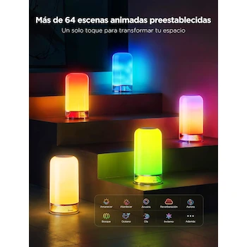 Imagen 3 de Govee Lámpara de mesa inteligente RGBIC multicolor pequeña 10.3×10.3×20.2 cm