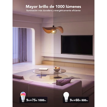 Imagen 2 de Govee Foco LED Inteligente A19 RGB Blanco Regulable 1000 lm 9W WiFi 2.4 GHz (2 unidades)