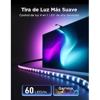 Imagen 5 de Govee Retroiluminación TV 3 Lens Dual 4MP Negro RGBWIC 5m para TV 75–85'' 60 LED/m