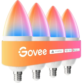 Imagen de referencia para Govee Bombilla LED E12 RGBWW Multicolor 450 lm 40W eq Paquete de 4 Compatible Matter/Alexa/Google