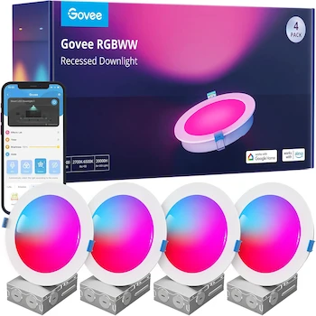 Imagen de referencia para Govee B601A Downlight empotrable inteligente 6 in RGBWW 1100 lm Blanco Paquete 4