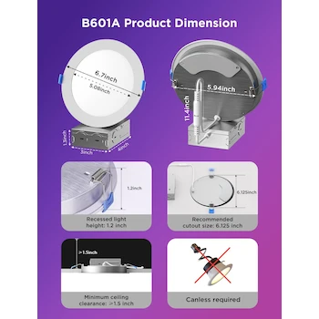 Imagen 2 de Govee B601A Downlight empotrable inteligente 6 in RGBWW 1100 lm Blanco Paquete 4