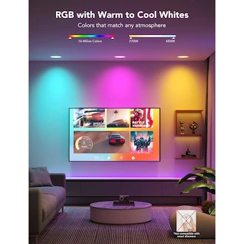 Imagen 3 de Govee B601A Downlight empotrable inteligente 6 in RGBWW 1100 lm Blanco Paquete 4