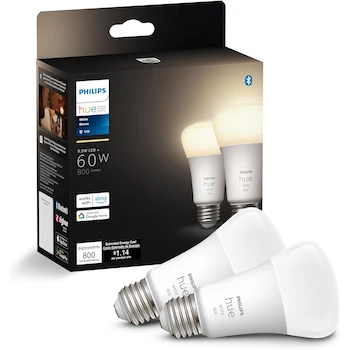 Imagen de referencia para Philips Hue Foco Inteligente A19 Blanco 10W Luz Cálida Pack 2