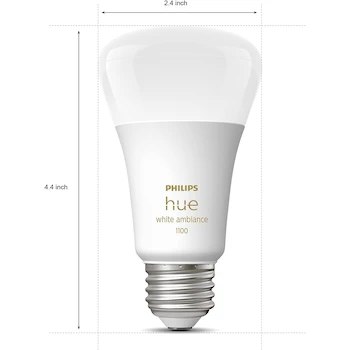 Imagen 2 de Philips Hue Foco Inteligente A19 Blanco 10W Luz Cálida Pack 2