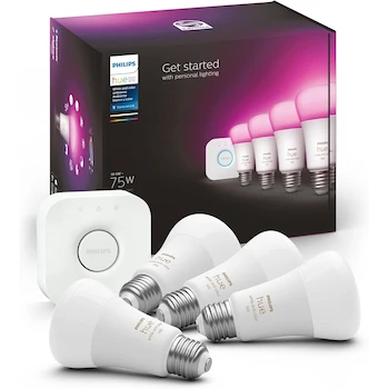 Imagen de referencia para Philips Hue Pack 4 Focos Inteligentes Multicolor A19 10.5W con Hue Bridge