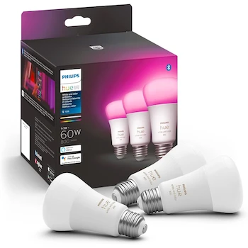 Imagen de referencia para Philips Hue Foco LED Inteligente A19 Blanco y Color Ambiance 60W Paquete 3