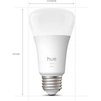 Imagen 2 de Philips Hue Foco LED Inteligente A19 Blanco Cálido 2700K E26 9W 810 lm Paquete de 4