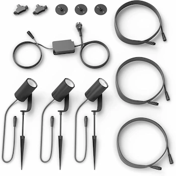 Imagen 2 de Philips Hue Lily Outdoor Spot Kit Base Negro Paquete de 3