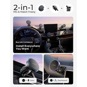 Imagen 2 de LISEN Soporte Celular Automóvil MagSafe Negro-Gris Modelo 2E778 360° Giratorio