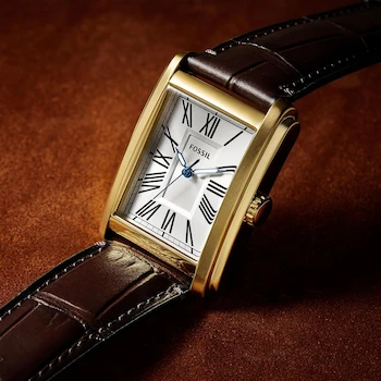 Imagen 5 de Fossil Carraway FS6011 Reloj para Hombre 30 mm Dorado con Correa Piel Café