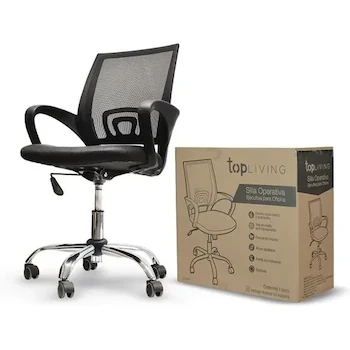Imagen 2 de Top Living Silla de Oficina Ejecutiva Giratoria Malla Negra Base Plástico