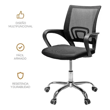 Imagen 5 de Top Living Silla de Oficina Ejecutiva Giratoria Malla Negra Base Plástico