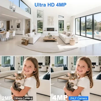 Imagen 4 de 2NLF 2PCS Cámara de Seguridad WiFi 4MP Ultra HD con Alarma Foco 360° Visión Nocturna en Color