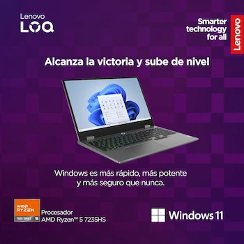 Imagen 2 de Laptop Gamer Lenovo LOQ 15.6 FHD Ryzen 5 7235HS 16GB 512GB RTX 3050 6GB Windows 11 Home